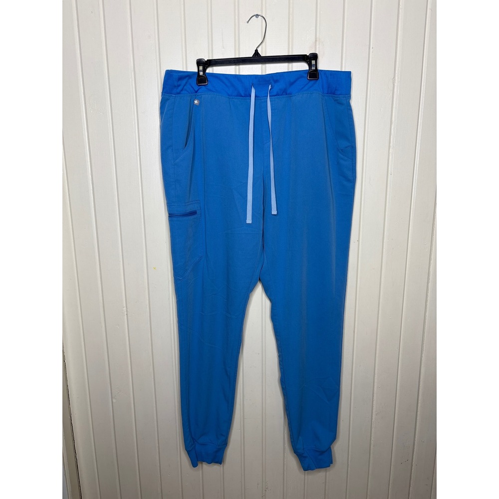 Figs Womens XL Zamora Jogger Scrub Pants Blue Elastic Waist Drawstring Cargo